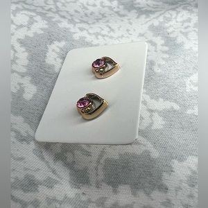 Metal-free Pink Heart Earrings, Plastic Post Studs, Allergy Free Hypoallergenic